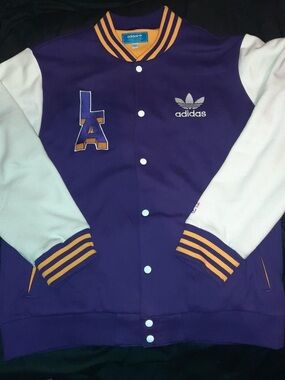 Vintage Adidas Originals LA Lakers Varsity Letterman Jacket 4XL Rare Big Mens